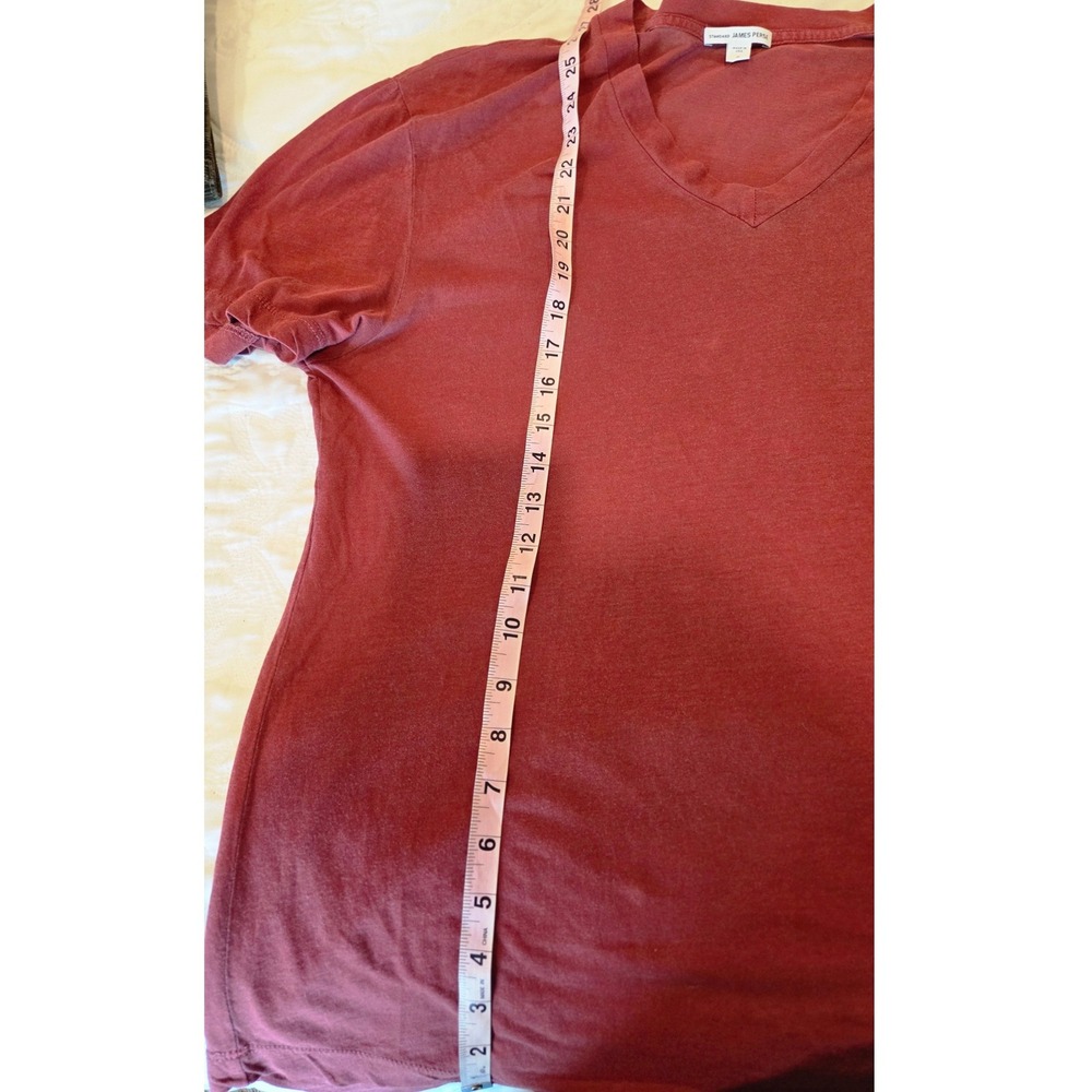 James Perse T-Shirt Cotton V-Neck Slim Fit Red Slub Luxury Mens Size 2 M USA - Picture 5 of 13